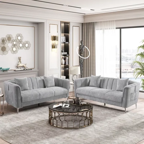 Ariana Lined Tufted Sofa Set With Pockets