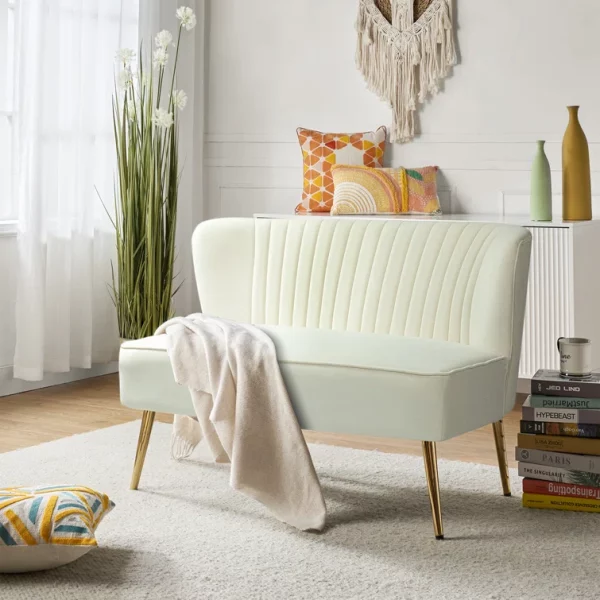 Lucia Upholstered Lined Tufted Back 2 Seater