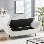 velvet upholstered storage bedroom settee
