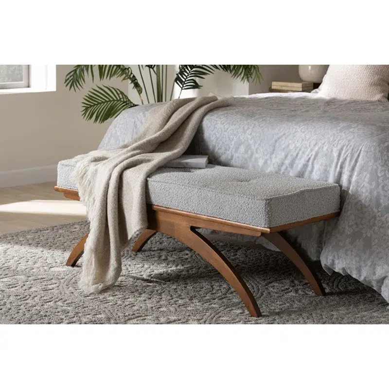 velvet upholstered whole wood legs settee